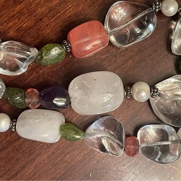 Lilly Pulitzer 3-Strand 18” Beaded Necklace Clear/White/Coral/Jade/Purple LP925 - Picture 2 of 7